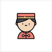 A cartoon character with a red hat and a smile vector