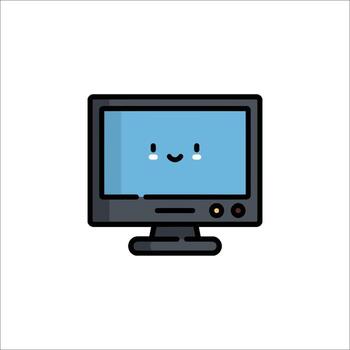 un computadora monitor con un sonriente cara en eso vector