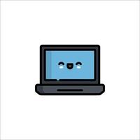A laptop with a smiley face on it vector