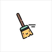A cartoon broom with a smiley face vector
