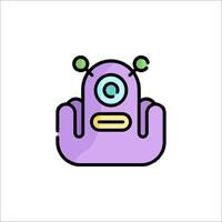 A purple robot with a green face and eyes vector