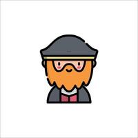 A cartoon man with a beard and hat vector