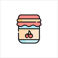 A jar of jam with cherries on top vector