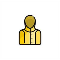 A yellow man in a raincoat icon vector