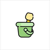 A green bucket with a shovel in it vector