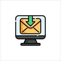Email icon on computer monitor with arrow vector
