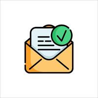 An envelope with a check mark and a green tick vector