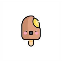 A cartoon ice cream popsicle with a face on it vector