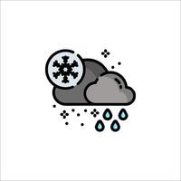 A cloud with snowflakes and rain drops vector
