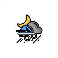 A cartoon cloud and moon with a wave vector