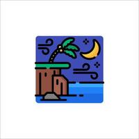 A palm tree and a moon on an island vector