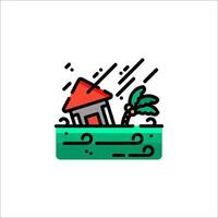 A house with a palm tree in the water vector