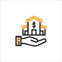 A hand holding a house with a dollar sign on it vector