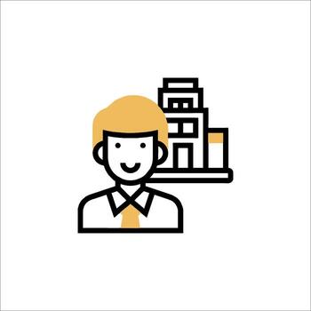 A man with a tie and a building in the background vector