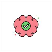 Brain icon with tick mark vector