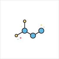 A molecule icon with a blue and yellow color scheme vector