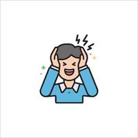 An illustration of a man with his hands on his head vector