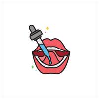 A cartoon illustration of a mouth with a syringe vector