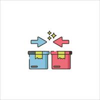 Two boxes with arrows pointing to each other vector