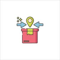 A box with a map pin pointing to it vector