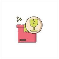 A wine glass in a box with a star on it vector