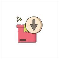 A red box with an arrow pointing down and a star vector