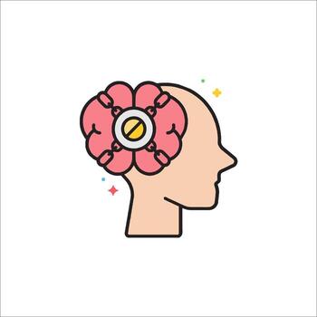 Brain icon with a brain inside vector