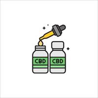 Cbd oil and bottle icon vector