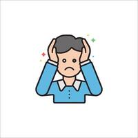 A man with his hands on his head and a sad face vector