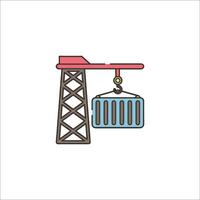 A crane with a container on top vector
