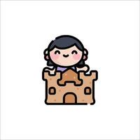 A cartoon girl sitting on top of a castle vector