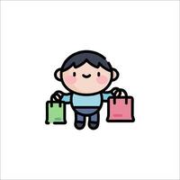 A cartoon boy holding shopping bags vector