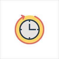 A clock icon with a red arrow pointing to the right vector