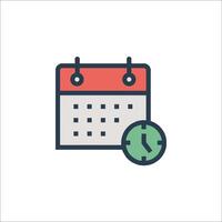 Calendar icon with clock and calendar vector