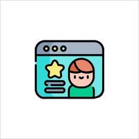 A person looking at a computer screen with a star icon vector