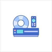 A dvd player and a disc are shown on a white background vector