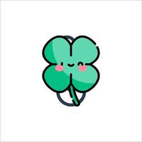 A cute green clover with a smiley face vector
