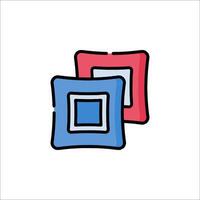 Two red and blue squares on a white background vector