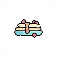 A pancake with a strawberry on top is shown in this icon vector