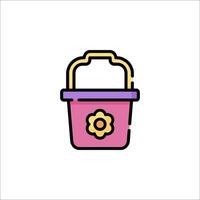 A pink bucket with a flower on it vector