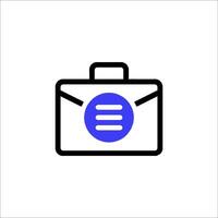 A briefcase icon with a blue dot inside vector