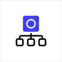 A blue square with four different icons vector