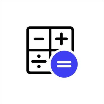 A calculator icon with a circle and a plus sign vector