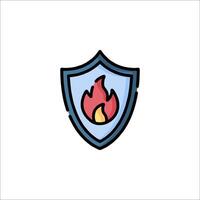 Fire and shield icon illustration vector