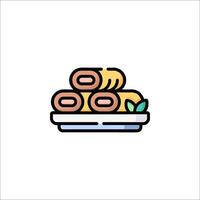 A plate with rolls of pasta on it vector