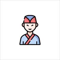 A man in a red hat with a blue scarf vector