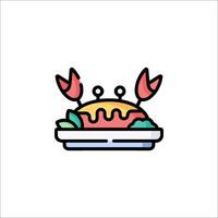 A crab on a plate icon vector