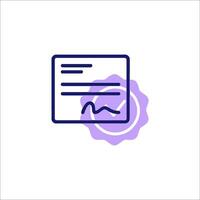 A purple line icon of a document vector