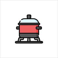 A red pot on a stand with a lid vector