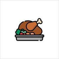 A turkey on a plate with vegetables and fruit vector